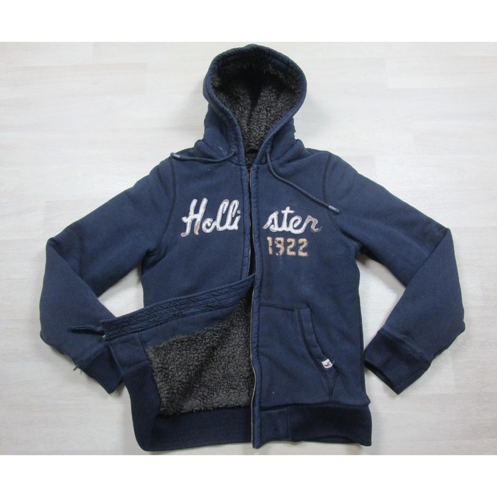 Vintage Y2K Hollister Full Zip Hoodie Mens (XL) Strands Point Fur Lined Slim Fit